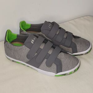 Plae Larkin Gray Velcro Sneakers Athletic Comfort Walking Shoes Size 39 EU